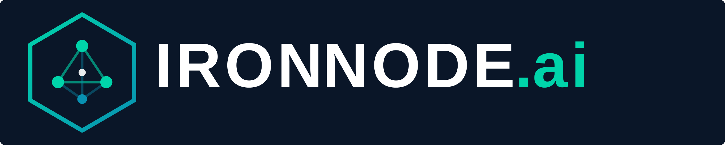 IronNode master logo — hexagonal node graph with IRONNODE.ai wordmark
